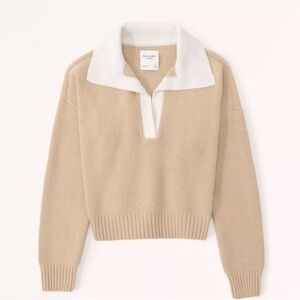 Abercrombie & Fitch Beige Collared Sweater